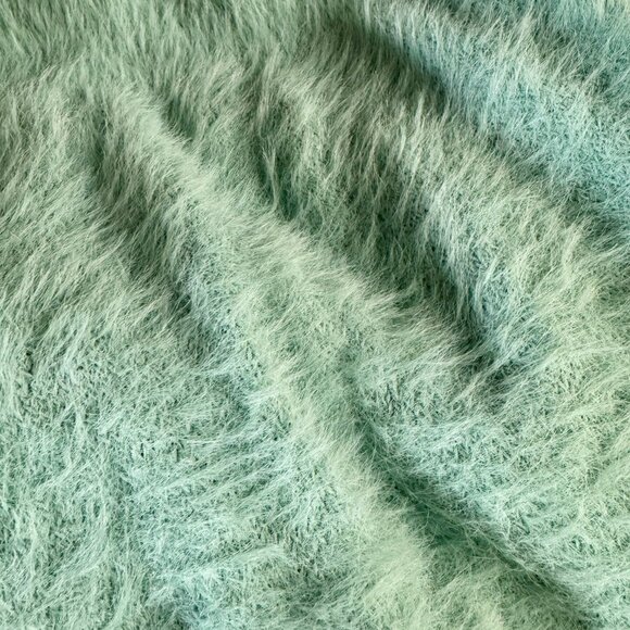 Knitted and Knotted Mint, Fuzzy Short Sleeves Sweater. Size S - Picture 9 of 9